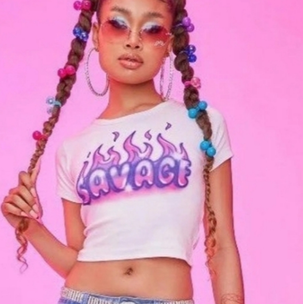 Plus Size 2X Savage Airbrushed Graphic 🎉SOLD!🦄Crop Top Dolls Kill XXL NWT - Picture 4 of 6